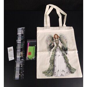 DIY Green Angel Princess Diamond Art Tote Bag Tan SKU 2336